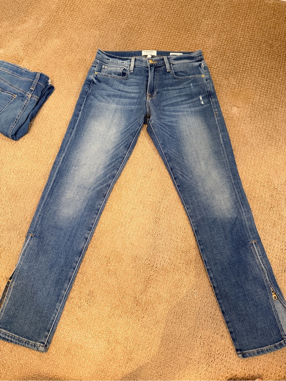 Vintage Frame Le Boy Straight Leg Jeans with Ankle Zippers size 26